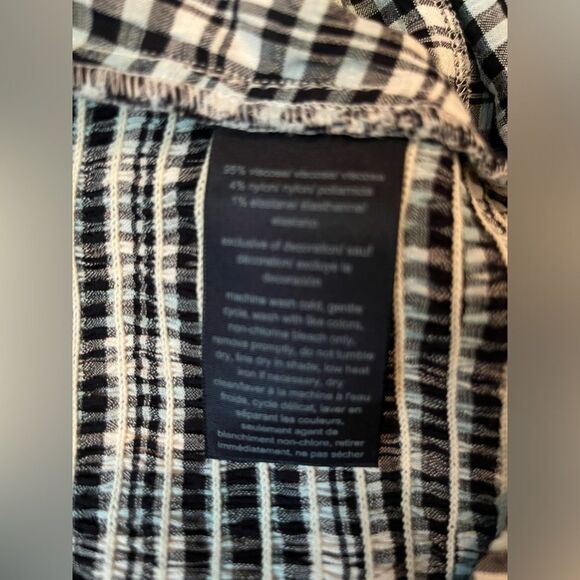 Tommy Jeans Women's Plaid Smocked Scarf Bandeau Top Blue Size Large - Picture 6 of 12